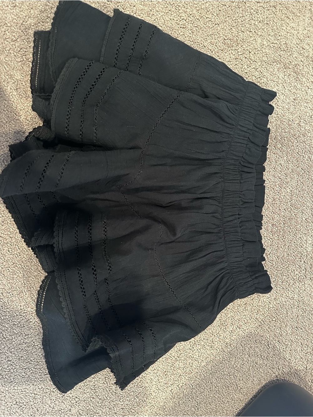 aerie Black Mini Skirt with Eyelet Details